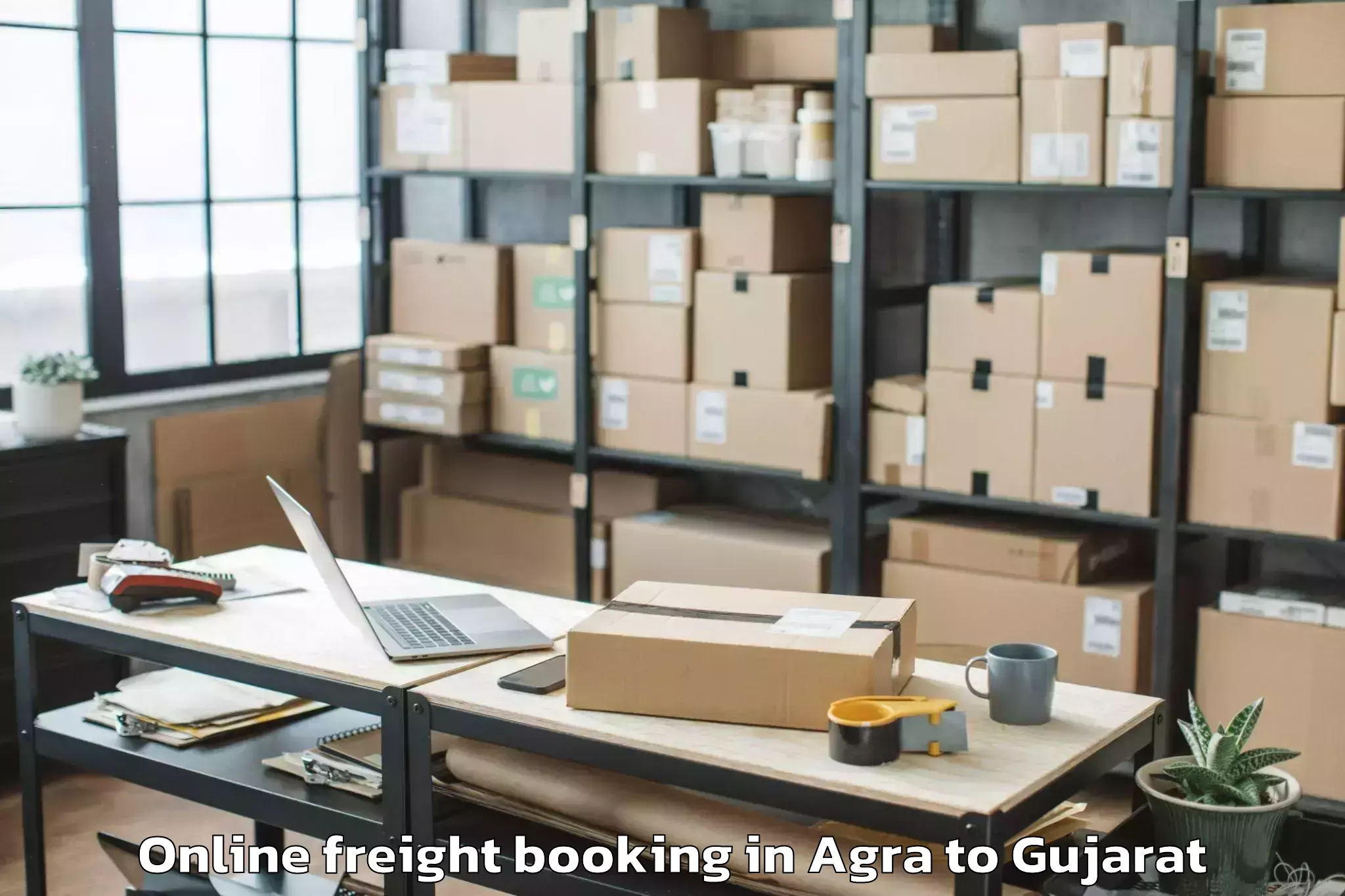 Leading Agra to Delvada Online Freight Booking Provider